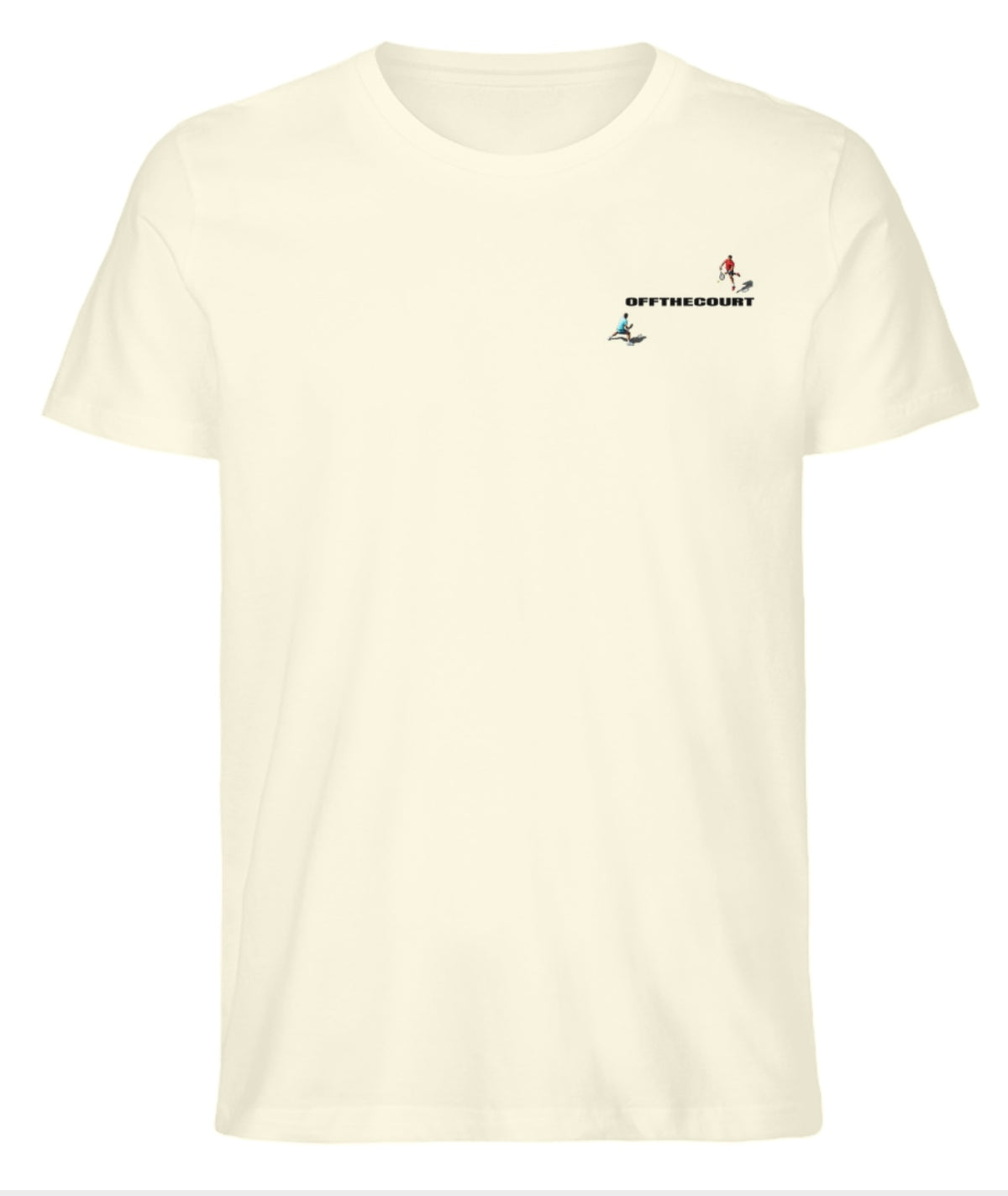 OFFTHECOURT v2 tee in cream, front with small chest logo